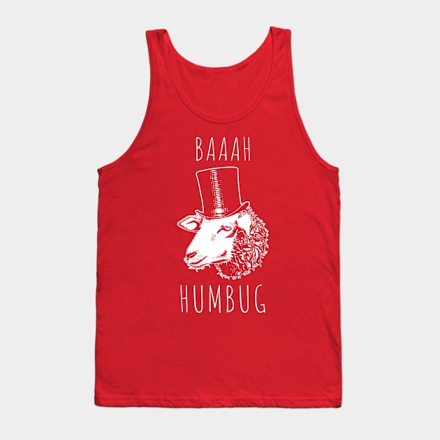 Baaah Humbug Grumpy Holiday Sheep Tank Top by Wasabi Snake